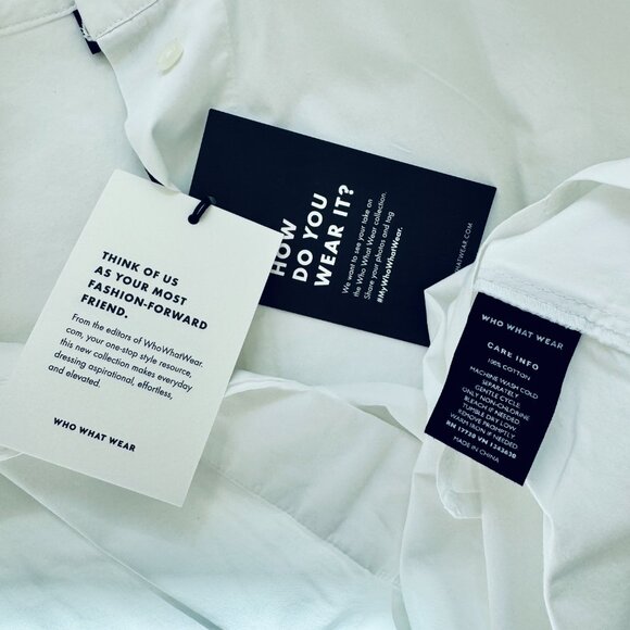 Who What Wear white button front shirt with pearl detail NWT NEW size XS - Picture 4 of 4